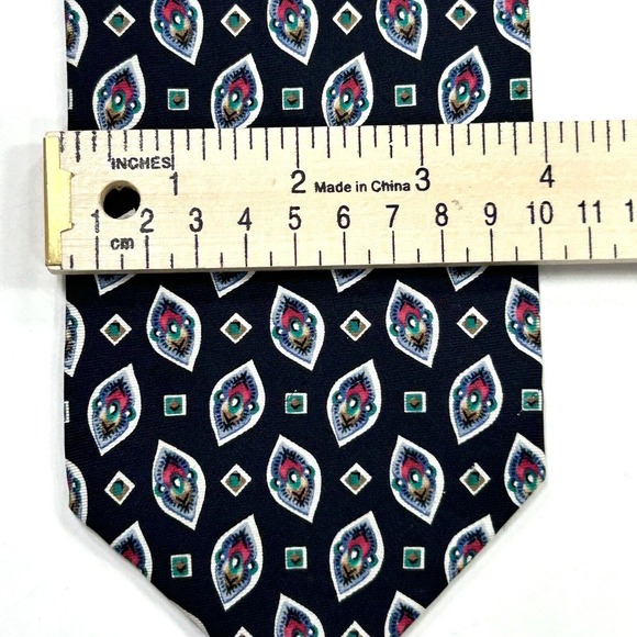 Caumont Neck Tie Men Black Preppy Business Casual Silk Abstract 55" L x 4" W - Picture 3 of 8